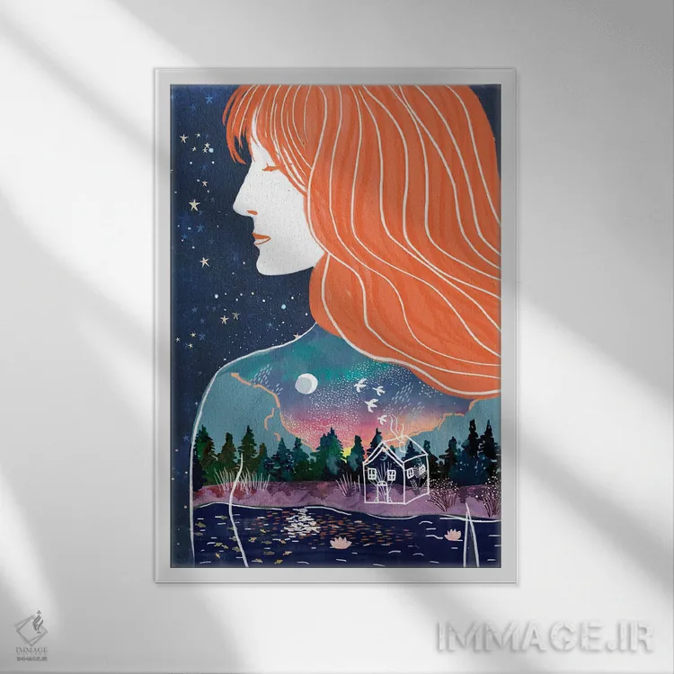 تابلو دکوراتیو جهان درون اثر میا چارو - نمای قابدار سفید