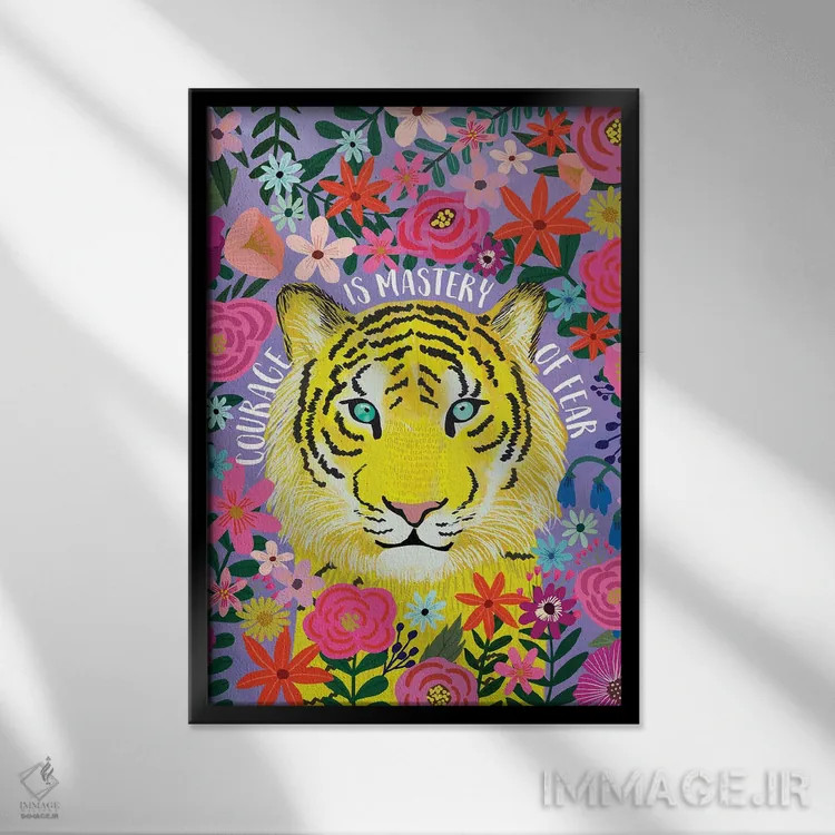 تابلو دکوراتیو ببر اثر میا چارو - نمای قابدار مشکی