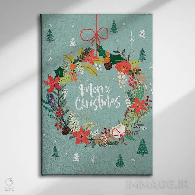 تابلو دکوراتیو تاج کریسمس ۳ اثر میا چارو - نمای روبهرو روی دیوار