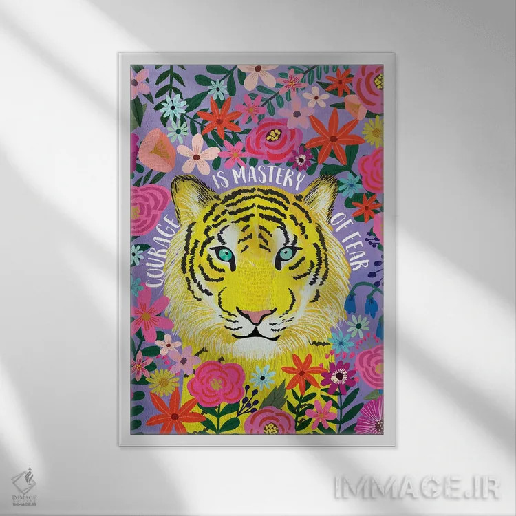 تابلو دکوراتیو ببر اثر میا چارو - نمای قابدار سفید