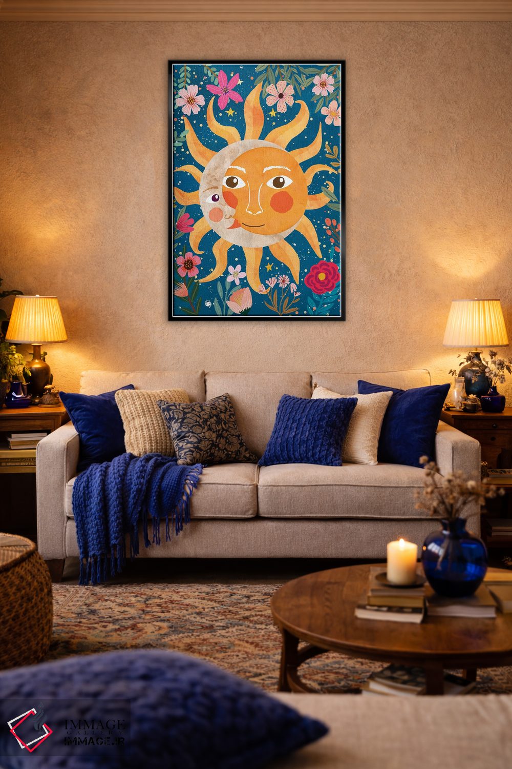 تابلو دکوراتیو خورشید و ماه اثر میا چارو - D6B