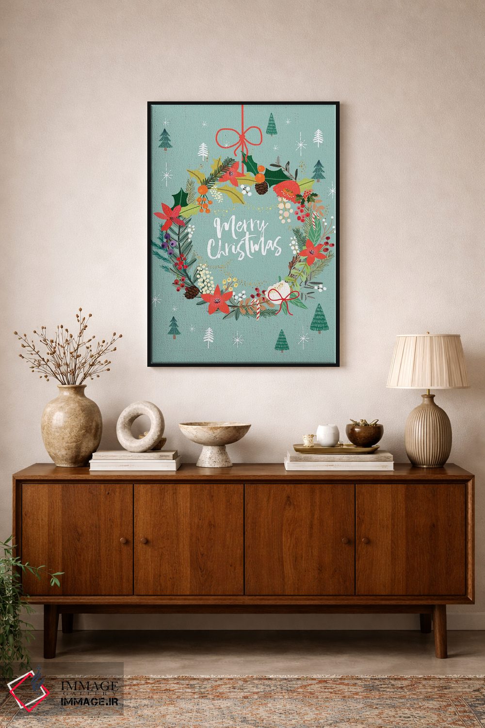 تابلو دکوراتیو تاج کریسمس ۳ اثر میا چارو - D2B