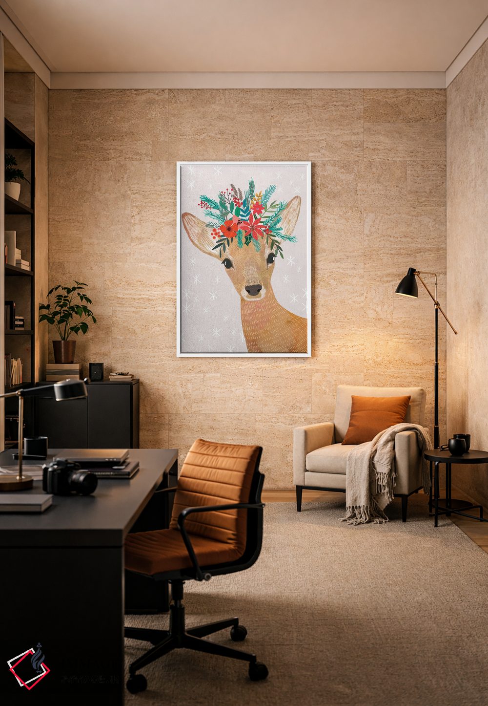 تابلو دکوراتیو گوزن کریسمس اثر میا چارو - D6W