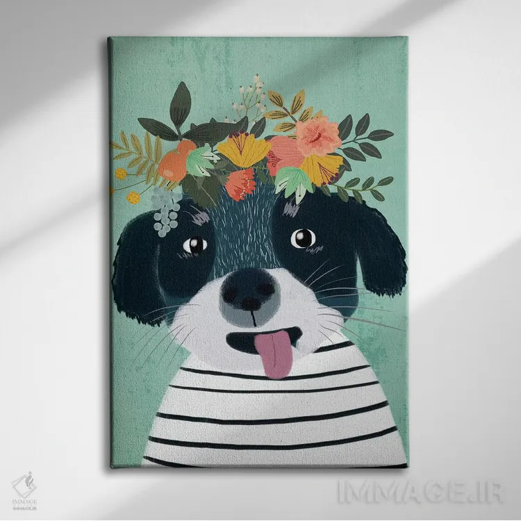 تابلو دکوراتیو توله سگ اثر میا چارو - نمای روبهرو روی دیوار
