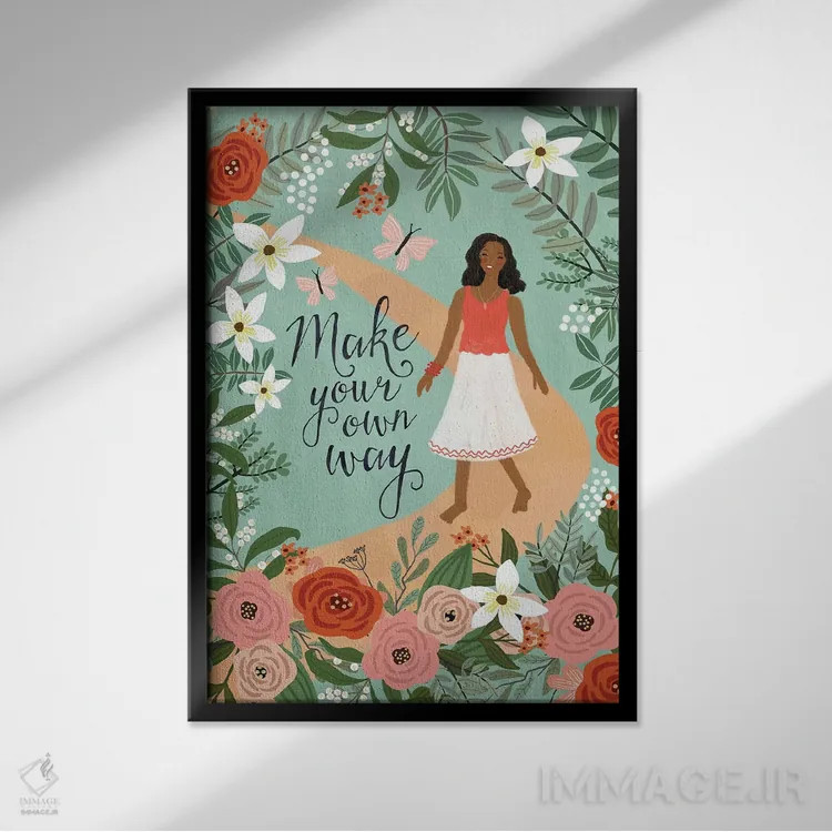 تابلو دکوراتیو راه خودت را بساز اثر میا چارو - نمای قابدار مشکی