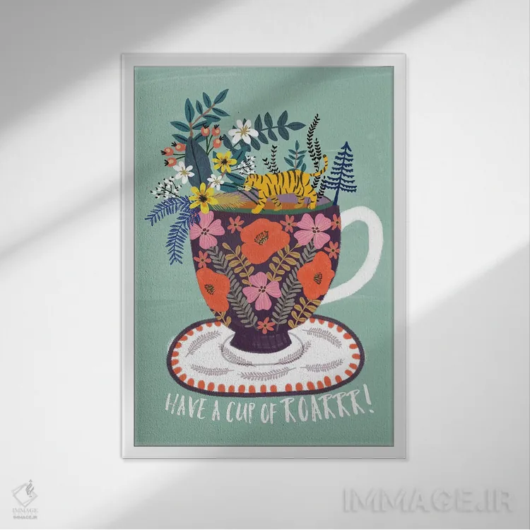 تابلو دکوراتیو چای اثر میا چارو - نمای قابدار سفید