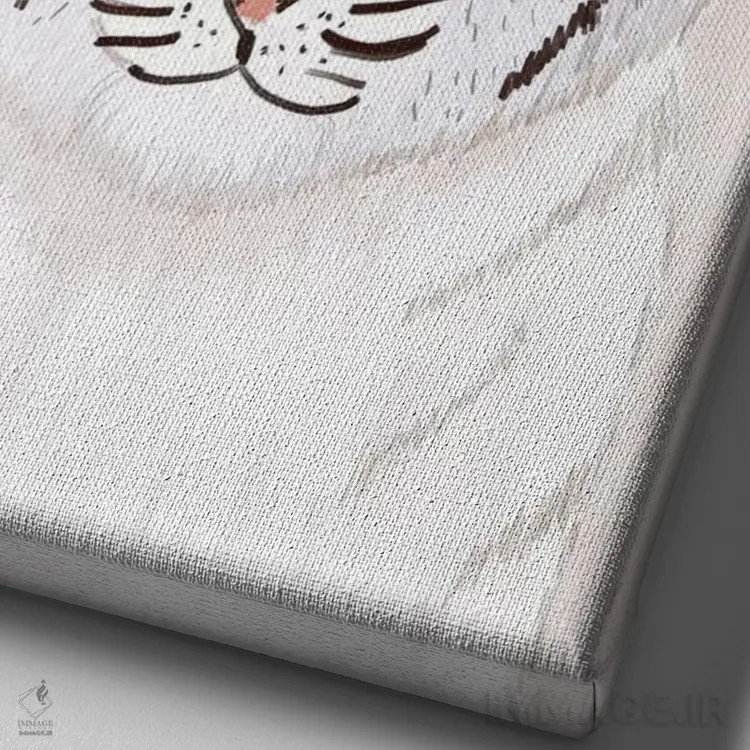 تابلو دکوراتیو ببر سفید اثر میا چارو - نمای نزدیک بافت بوم