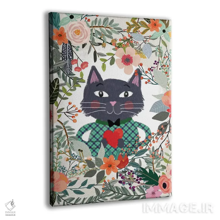 تابلو دکوراتیو گربه و قلب اثر میا چارو - نمای پرسپکتیو محصول