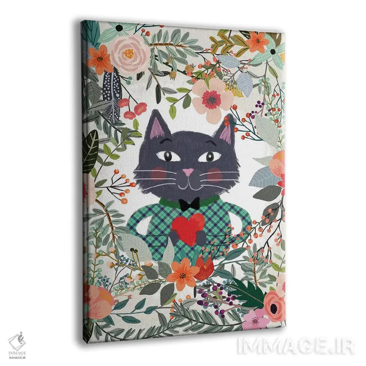تابلو دکوراتیو گربه و قلب اثر میا چارو - نمای پرسپکتیو محصول