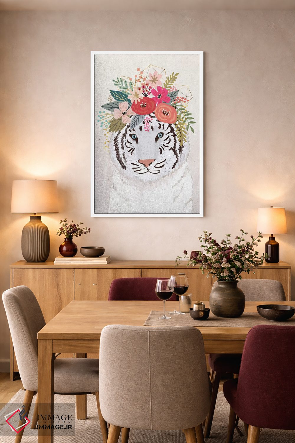 تابلو دکوراتیو ببر سفید اثر میا چارو - D6W