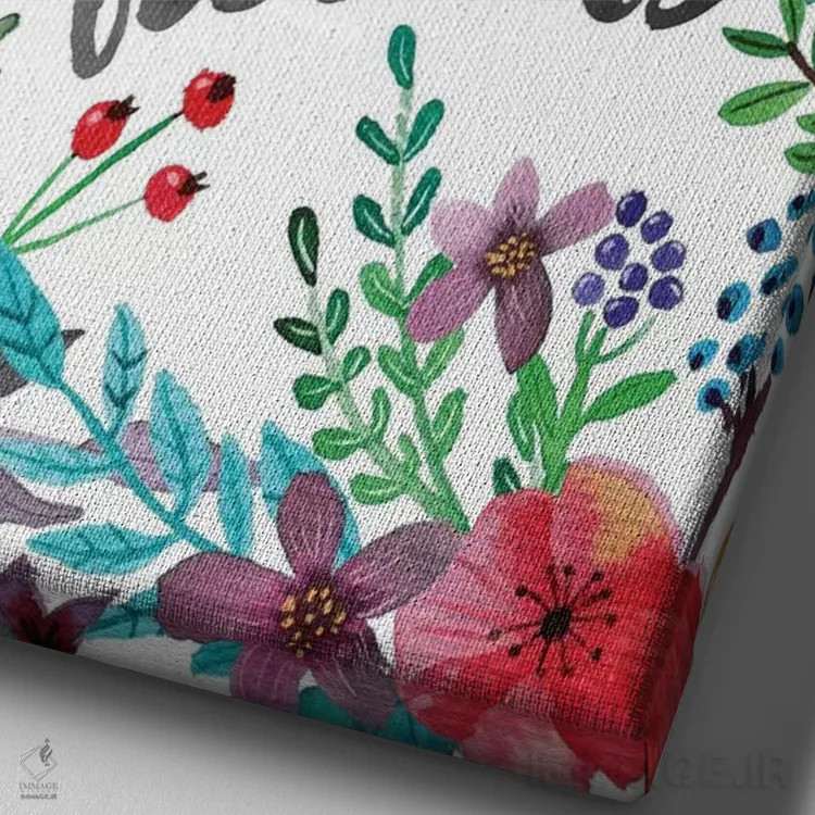 تابلو دکوراتیو زمین با گل ها می خندد ۱ اثر میا چارو - نمای نزدیک بافت بوم