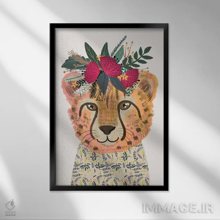 تابلو دکوراتیو یوزپلنگ اثر میا چارو - نمای قابدار مشکی