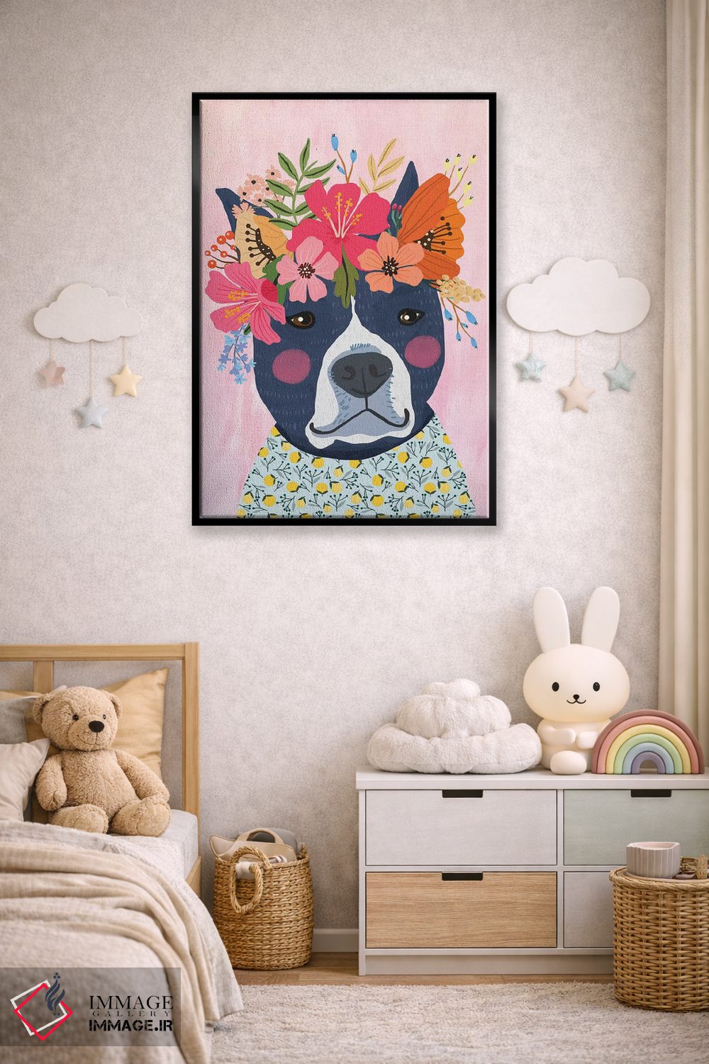 تابلو دکوراتیو توله سگ آبی اثر میا چارو - D6B