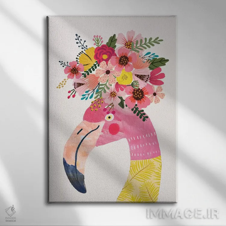 تابلو دکوراتیو فلامینگو اثر میا چارو - نمای روبهرو روی دیوار