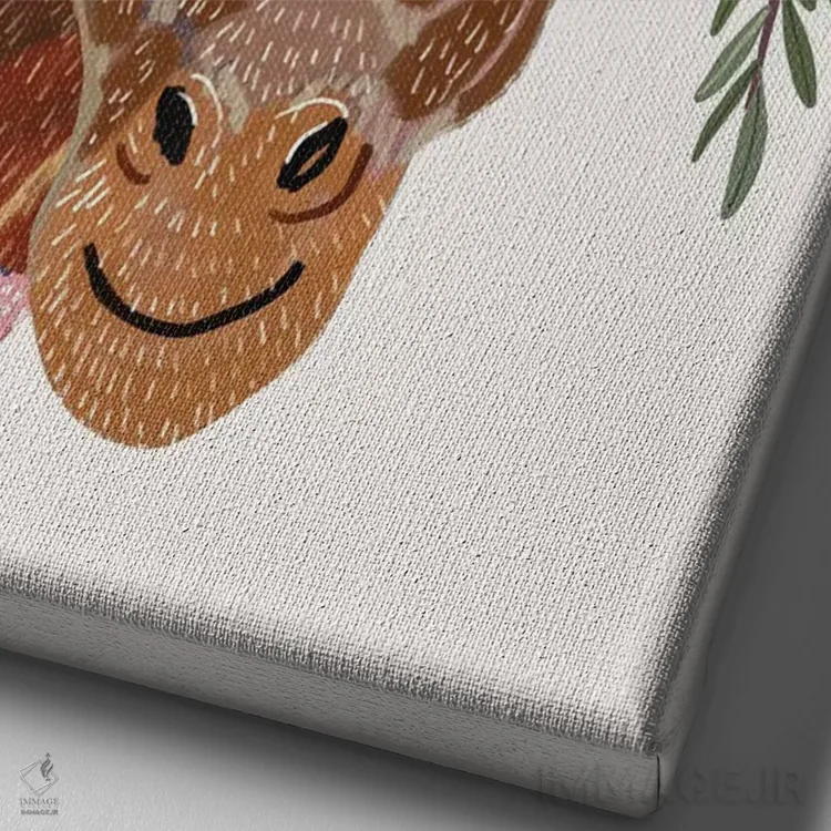 تابلو دکوراتیو زرافه اثر میا چارو - نمای نزدیک بافت بوم