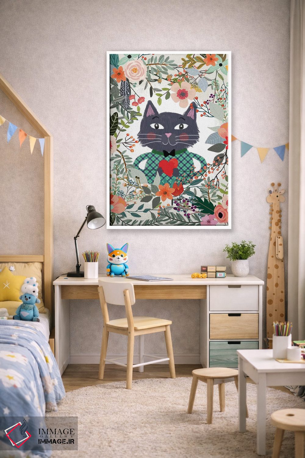 تابلو دکوراتیو گربه و قلب اثر میا چارو - D1W