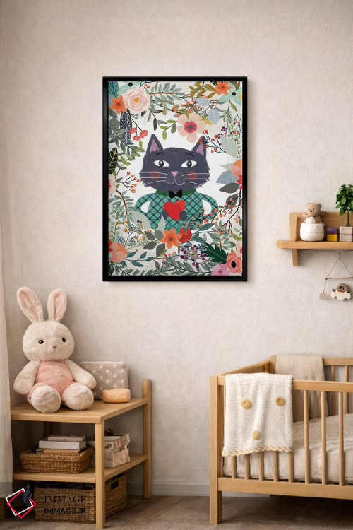 تابلو دکوراتیو گربه و قلب اثر میا چارو - D4B