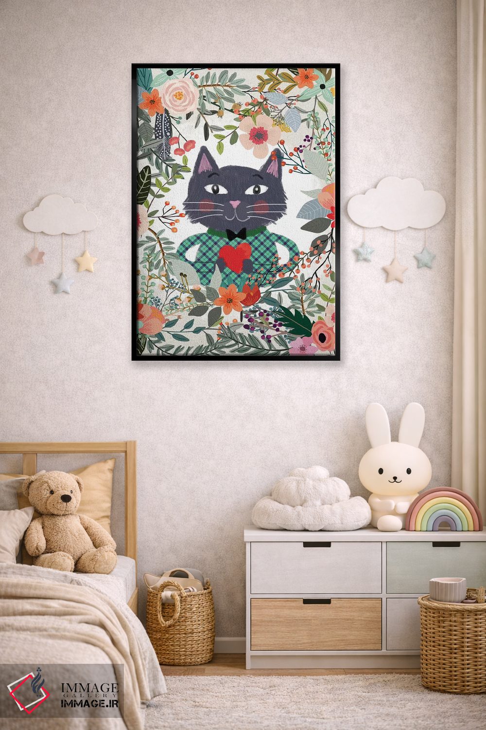 تابلو دکوراتیو گربه و قلب اثر میا چارو - D5B