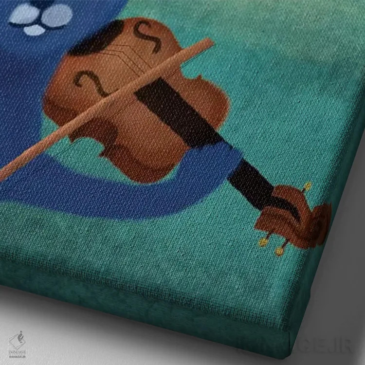 تابلو دکوراتیو گربه و ویولن اثر میا چارو - نمای نزدیک بافت بوم