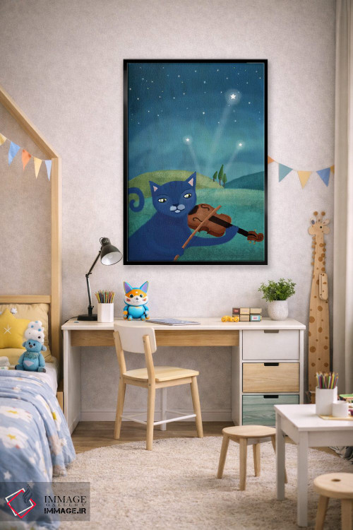 تابلو دکوراتیو گربه و ویولن اثر میا چارو - D2B
