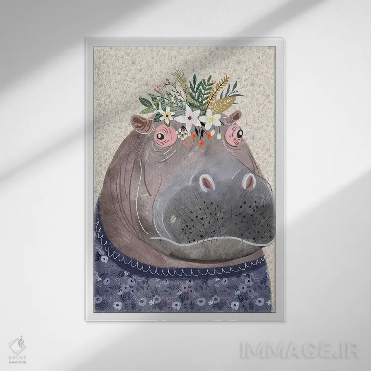 تابلو دکوراتیو اسب آبی اثر میا چارو - نمای قابدار سفید