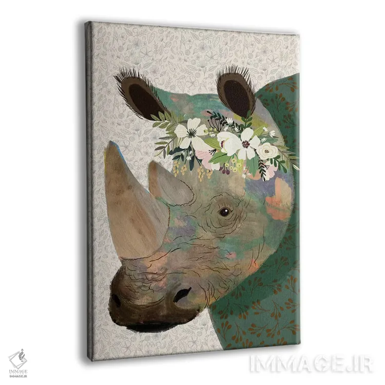 تابلو دکوراتیو کرگدن اثر میا چارو - نمای پرسپکتیو محصول