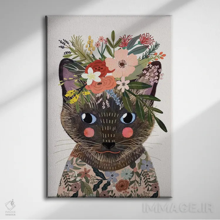 تابلو دکوراتیو سیامی اثر میا چارو - نمای روبهرو روی دیوار