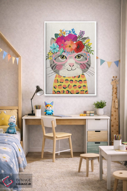 تابلو دکوراتیو گربه خاکستری ۲ اثر میا چارو - D1W