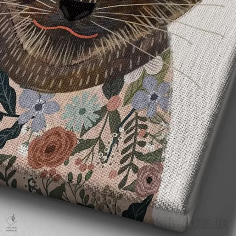 تابلو دکوراتیو سیامی اثر میا چارو - نمای نزدیک بافت بوم