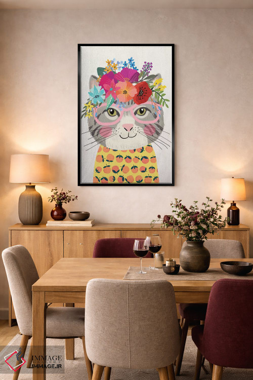 تابلو دکوراتیو گربه خاکستری ۲ اثر میا چارو - D4B