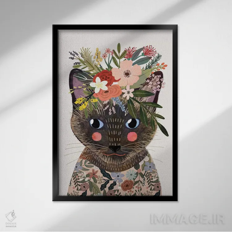 تابلو دکوراتیو سیامی اثر میا چارو - نمای قابدار مشکی