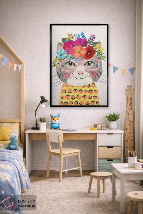 تابلو دکوراتیو گربه خاکستری ۲ اثر میا چارو - D2B