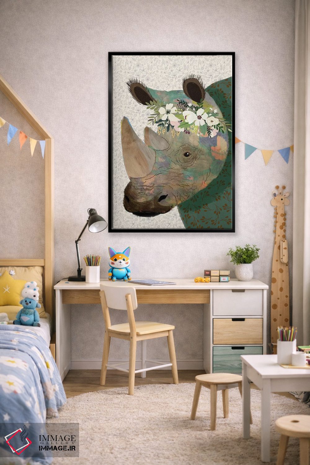 تابلو دکوراتیو کرگدن اثر میا چارو - D2B