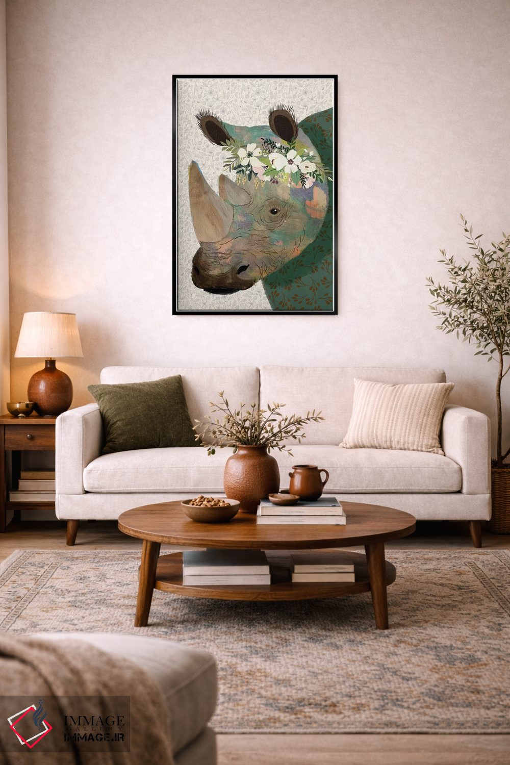 تابلو دکوراتیو کرگدن اثر میا چارو - D6B