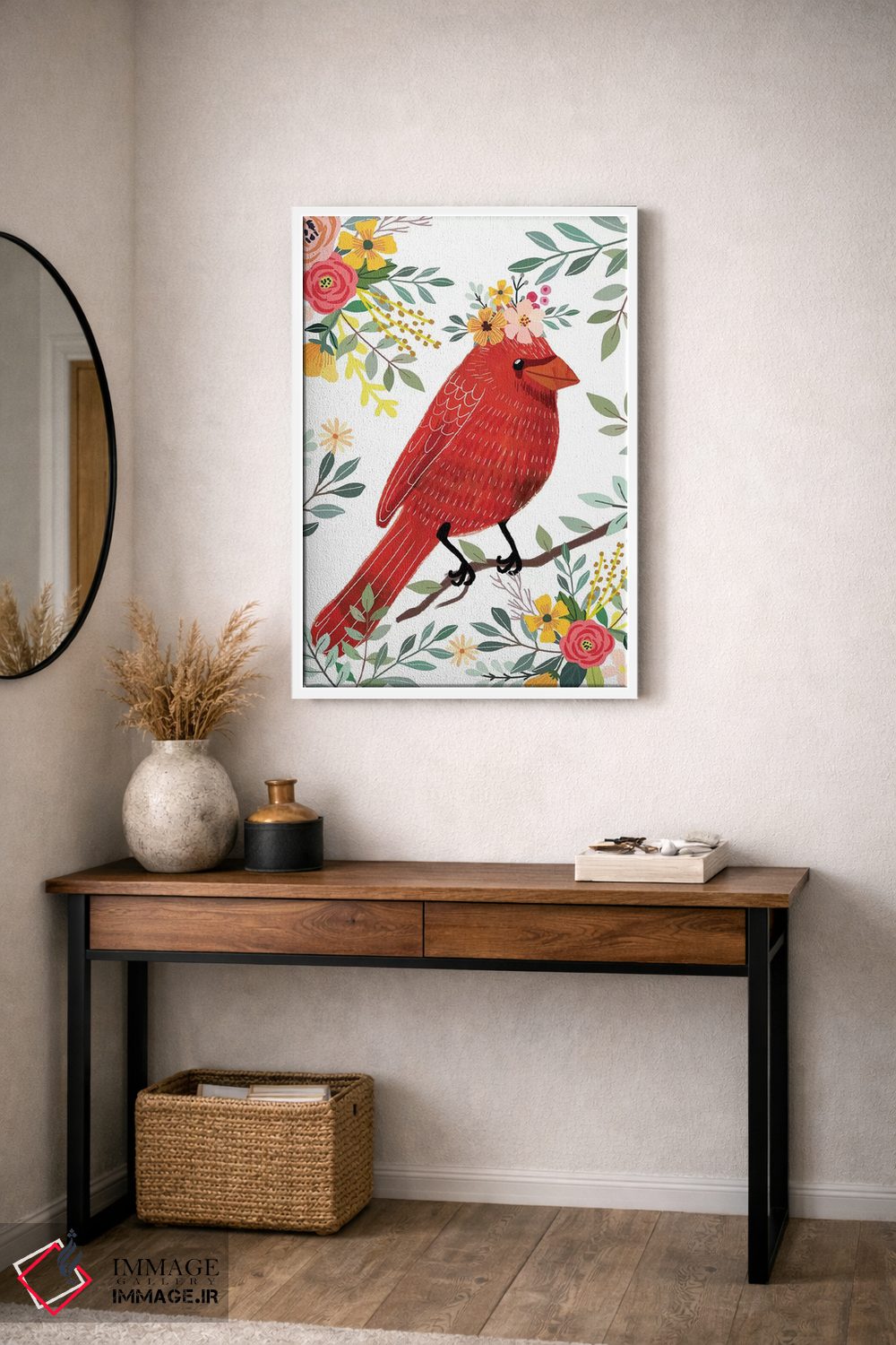 تابلو دکوراتیو پرنده قرمز اثر میا چارو - D3W