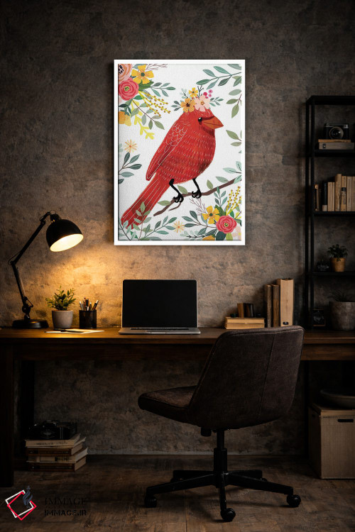 تابلو دکوراتیو پرنده قرمز اثر میا چارو - D5W