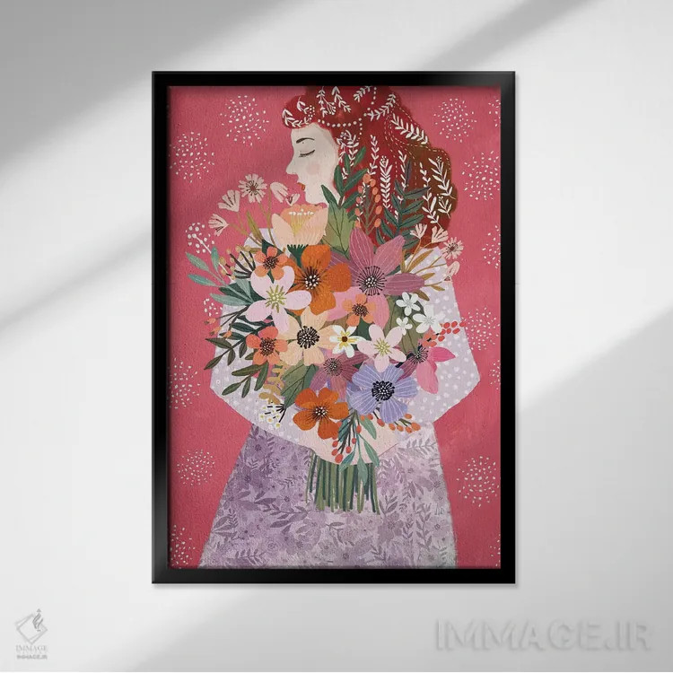 تابلو دکوراتیو شکوفه زمستانی اثر میا چارو - نمای قابدار مشکی