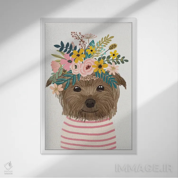 تابلو دکوراتیو گل های یورکشایر اثر میا چارو - نمای قابدار سفید