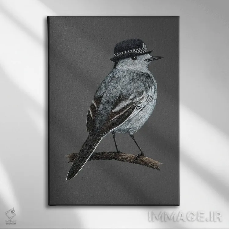 تابلو دکوراتیو دارکوب سفید اثر میخائیل ودرنیکوف - نمای روبهرو روی دیوار