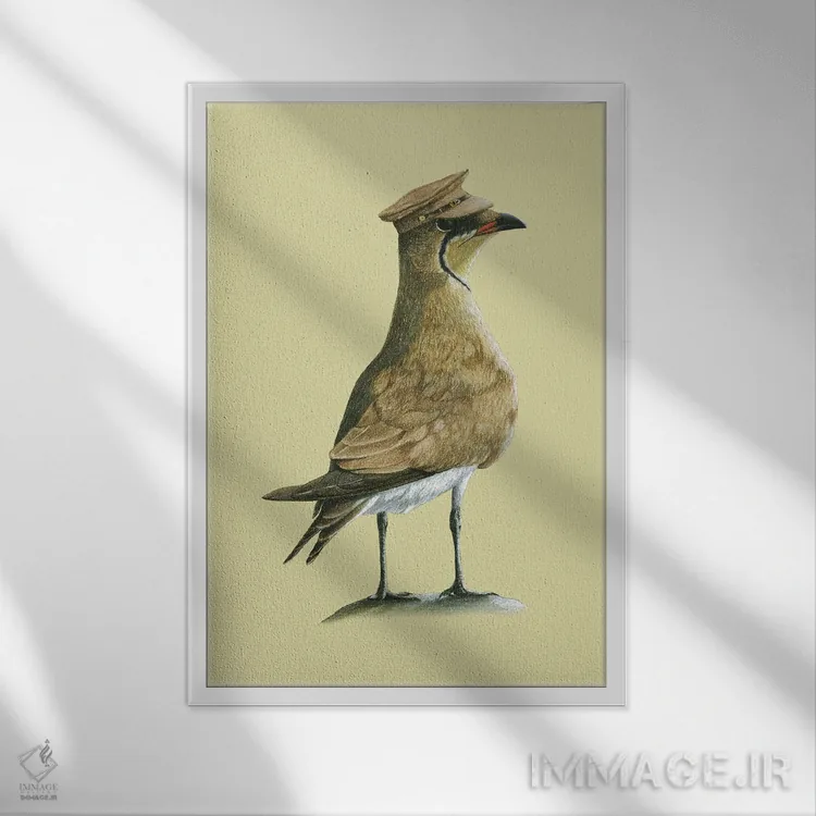 تابلو دکوراتیو پرندگان پراتینکل با بال های سیاه اثر میخائیل ودرنیکوف - نمای قابدار سفید