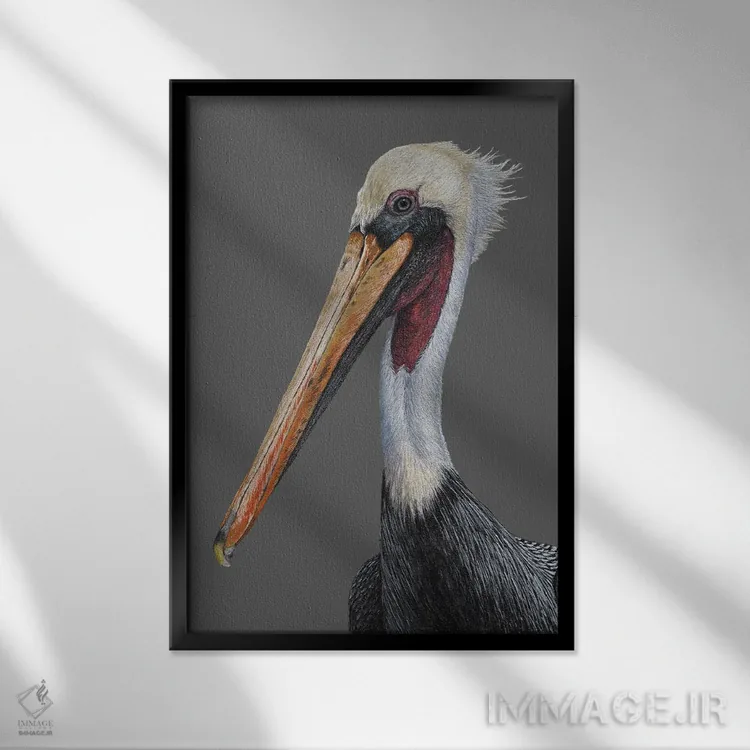 تابلو دکوراتیو پلیکان قهوه ای اثر میخائیل ودرنیکوف - نمای قابدار مشکی