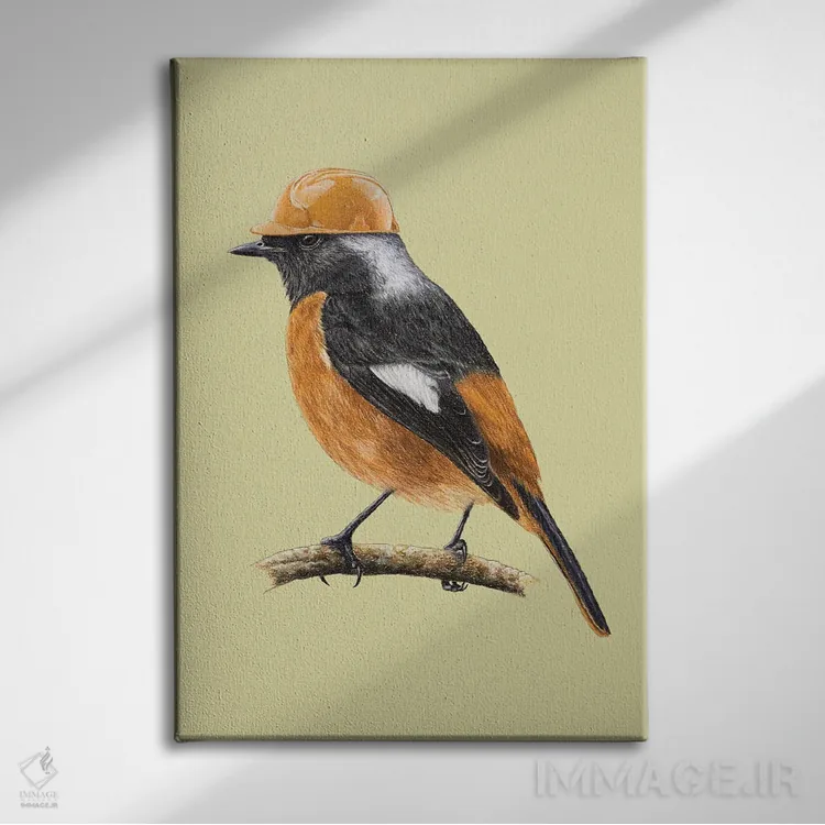 تابلو دکوراتیو دم جنبانک سفیدبال اثر میخائیل ودرنیکوف - نمای روبهرو روی دیوار