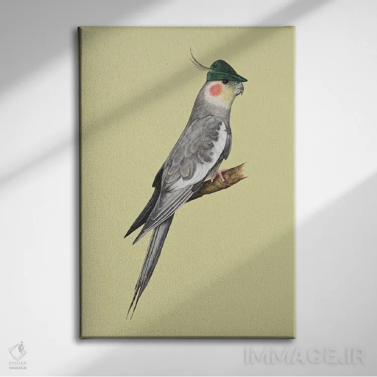 تابلو دکوراتیو کاکاتیل اثر میخائیل ودرنیکوف - نمای روبهرو روی دیوار