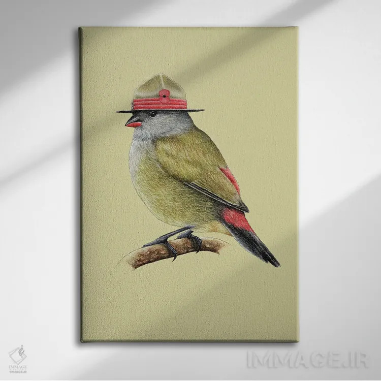 تابلو دکوراتیو مگس خوار شکم زرد اثر میخائیل ودرنیکوف - نمای روبهرو روی دیوار