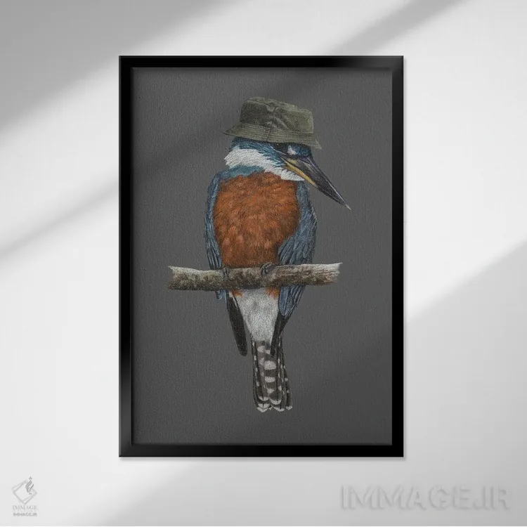 تابلو دکوراتیو کتک ماهی حلقه ای اثر میخائیل ودرنیکوف - نمای قابدار مشکی