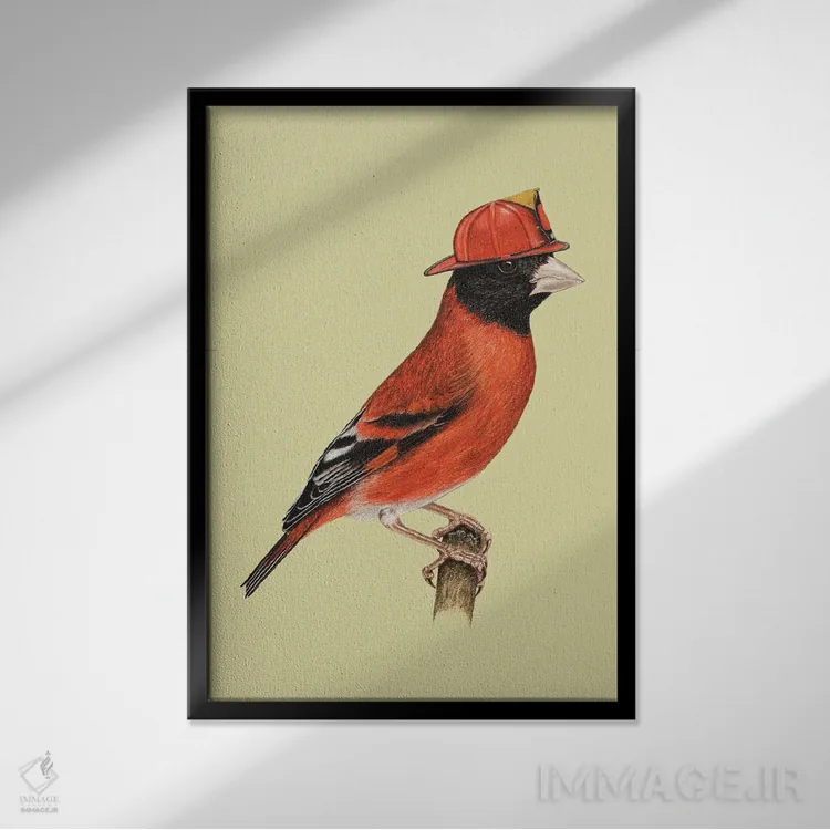 تابلو دکوراتیو سیسکین قرمز اثر میخائیل ودرنیکوف - نمای قابدار مشکی