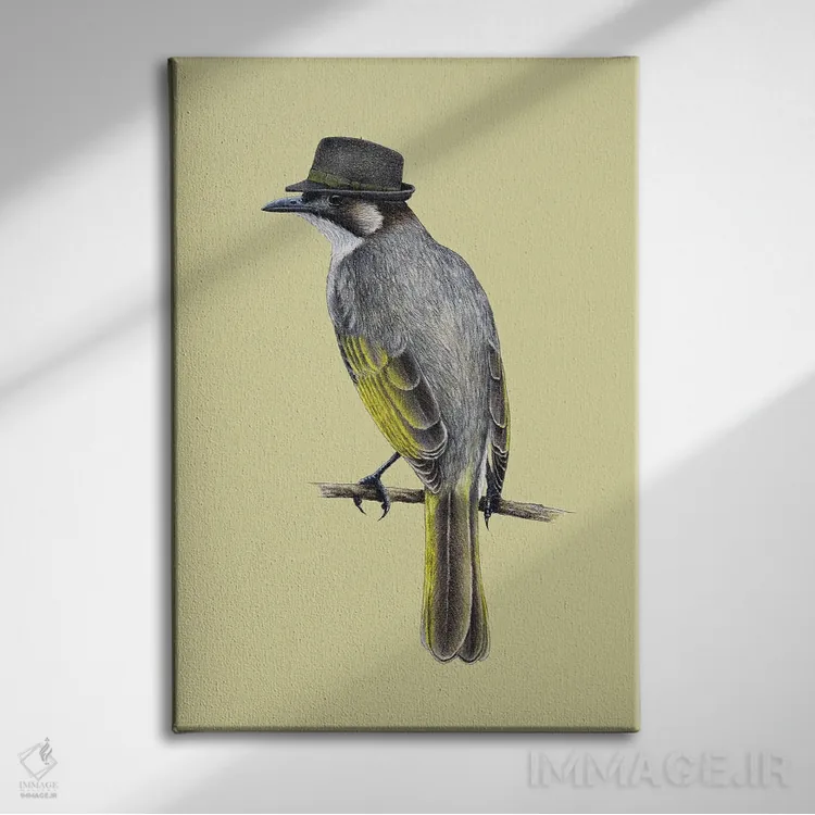 تابلو دکوراتیو بلبل با تنفس سبک اثر میخائیل ودرنیکوف - نمای روبهرو روی دیوار