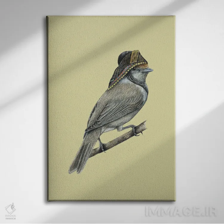 تابلو دکوراتیو کلاه سیاه اوراسیایی ۲ اثر میخائیل ودرنیکوف - نمای روبهرو روی دیوار