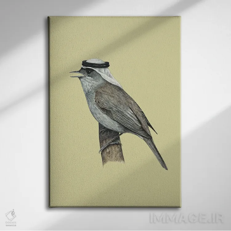 تابلو دکوراتیو کلاه سیاه اوراسیایی اثر میخائیل ودرنیکوف - نمای روبهرو روی دیوار