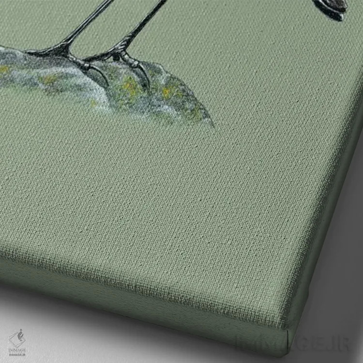 تابلو دکوراتیو دم جنبانک زرد پرتقالی اثر میخائیل ودرنیکوف - نمای نزدیک بافت بوم